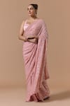 Nitika Gujral Pink Georgette, Satin, Shantoon Sequins, Beads, Rose Saree With Blouse Online at Aza Fashions Nitika Gujral_Pink Georgette, Satin, Shantoon Sequins, Beads, Rose Saree With Blouse _Online_at_Aza_Fashions