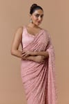 Buy Nitika Gujral Pink Georgette, Satin, Shantoon Sequins, Beads, Rose Saree With Blouse Online at Aza Fashions Buy_Nitika Gujral_Pink Georgette, Satin, Shantoon Sequins, Beads, Rose Saree With Blouse _Online_at_Aza_Fashions