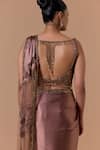 Shop Nitika Gujral Brown Satin, Net Beads, Metallic Thread, Copper Pre-draped Saree With Blouse Online at Aza Fashions Shop_Nitika Gujral_Brown Satin, Net Beads, Metallic Thread, Copper Pre-draped Saree With Blouse _Online_at_Aza_Fashions