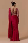 Shop Nitika Gujral Red Satin, Net Beads, Sequins, Crystals, Pre-draped Saree With Blouse at Aza Fashions Shop_Nitika Gujral_Red Satin, Net Beads, Sequins, Crystals, Pre-draped Saree With Blouse _at_Aza_Fashions