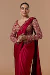 Buy Nitika Gujral Red Satin, Net Beads, Sequins, Crystals, Pre-draped Saree With Blouse Online at Aza Fashions Buy_Nitika Gujral_Red Satin, Net Beads, Sequins, Crystals, Pre-draped Saree With Blouse _Online_at_Aza_Fashions