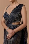 Buy Nitika Gujral Navy Shantoon, Organza, Satin Blue Pre-draped Saree With Embroidered Blouse Online at Aza Fashions Buy_Nitika Gujral_Navy Shantoon, Organza, Satin Blue Pre-draped Saree With Embroidered Blouse _Online_at_Aza_Fashions