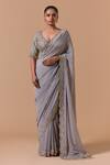 Buy Nitika Gujral Gray Georgette, Tissue, Shantoon Beads, Scallop Border Saree With Blouse at Aza Fashions Buy_Nitika Gujral_Gray Georgette, Tissue, Shantoon Beads, Scallop Border Saree With Blouse _at_Aza_Fashions
