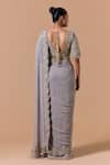 Shop Nitika Gujral Gray Georgette, Tissue, Shantoon Beads, Scallop Border Saree With Blouse at Aza Fashions Shop_Nitika Gujral_Gray Georgette, Tissue, Shantoon Beads, Scallop Border Saree With Blouse _at_Aza_Fashions