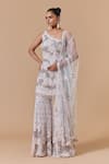 Nitika Gujral Gray Net, Satin Embroidery, Beads, Sequins, Floral Pattern Kurta Sharara Set Online at Aza Fashions Nitika Gujral_Gray Net, Satin Embroidery, Beads, Sequins, Floral Pattern Kurta Sharara Set _Online_at_Aza_Fashions