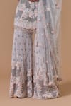 Shop Nitika Gujral Gray Net, Satin Embroidery, Beads, Sequins, Floral Pattern Kurta Sharara Set Online at Aza Fashions Shop_Nitika Gujral_Gray Net, Satin Embroidery, Beads, Sequins, Floral Pattern Kurta Sharara Set _Online_at_Aza_Fashions