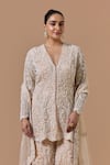 Nitika Gujral Blush Net, Satin Beads, Sequins, Crystals, Zari, Pink Dori Kurta Sharara Set Online at Aza Fashions Nitika Gujral_Blush Net, Satin Beads, Sequins, Crystals, Zari, Pink Dori Kurta Sharara Set _Online_at_Aza_Fashions