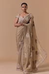 Buy Nitika Gujral Beige Chiffon, Satin, Shantoon Embroidery, Floral Pattern Saree With Blouse Online at Aza Fashions Buy_Nitika Gujral_Beige Chiffon, Satin, Shantoon Embroidery, Floral Pattern Saree With Blouse _Online_at_Aza_Fashions