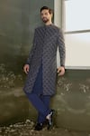 Buy Nitika Gujral Navy Silk, Cotton, Lycra Beads, Crystals, Raw Sherwani Kurta Trouser Set at Aza Fashions Buy_Nitika Gujral_Navy Silk, Cotton, Lycra Beads, Crystals, Raw Sherwani Kurta Trouser Set _at_Aza_Fashions