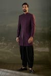 Buy Nitika Gujral Purple Silk, Modal, Satin Embroidery, Beads Sherwani With Kurta And Salwar at Aza Fashions Buy_Nitika Gujral_Purple Silk, Modal, Satin Embroidery, Beads Sherwani With Kurta And Salwar _at_Aza_Fashions
