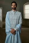 Buy Nitika Gujral Sky Blue Silk Embroidery, Beads, Crystals Resham And Beadwork Sherwani Set Online at Aza Fashions Buy_Nitika Gujral_Sky Blue Silk Embroidery, Beads, Crystals Resham And Beadwork Sherwani Set _Online_at_Aza_Fashions