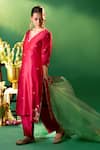 Samyukta Singhania Magenta Chanderi Silk Embroidery, Metallic Thread, Gota Patti Hand Kurta Set Samyukta Singhania_Magenta Chanderi Silk Embroidery, Metallic Thread, Gota Patti Hand Kurta Set