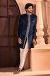Buy Arihant Rai Sinha Navy Velvet, Dupion, Silk Embroidery, Metallic Thread, Sherwani And Pant Set at Aza Fashions Buy_Arihant Rai Sinha_Navy Velvet, Dupion, Silk Embroidery, Metallic Thread, Sherwani And Pant Set _at_Aza_Fashions