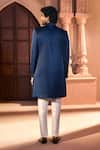 Arihant Rai Sinha_Navy Silk, Dupion Embroidery Placed Layered Sherwani Set _Online_at_Aza_Fashions