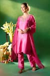 Buy Samyukta Singhania Pink Silk Embroidery, Metallic Thread, Sequins V-neck Hand Kurta Set at Aza Fashions Buy_Samyukta Singhania_Pink Silk Embroidery, Metallic Thread, Sequins V-neck Hand Kurta Set _at_Aza_Fashions