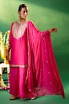 Samyukta Singhania Fuchsia Silk, Shantoon, Chiffon Embroidery, Gota Patti, Yoke Kurta Sharara Set Samyukta Singhania_Fuchsia Silk, Shantoon, Chiffon Embroidery, Gota Patti, Yoke Kurta Sharara Set