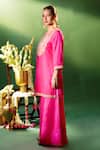 Samyukta Singhania Fuchsia Silk, Shantoon, Chiffon Embroidery, Gota Patti, Yoke Kurta Sharara Set Samyukta Singhania_Fuchsia Silk, Shantoon, Chiffon Embroidery, Gota Patti, Yoke Kurta Sharara Set