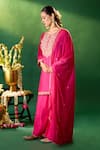 Samyukta Singhania Fuchsia Silk, Shantoon, Chiffon Embroidery, Gota Patti, Yoke Kurta Sharara Set Samyukta Singhania_Fuchsia Silk, Shantoon, Chiffon Embroidery, Gota Patti, Yoke Kurta Sharara Set