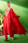 Samyukta Singhania Red Silk, Shantoon, Chiffon Embroidery, Sequins Round Neck Kurta Set Samyukta Singhania_Red Silk, Shantoon, Chiffon Embroidery, Sequins Round Neck Kurta Set