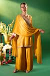 Samyukta Singhania Mustard Silk, Shantoon, Chiffon Embroidery, Sequins, Metallic Kurta Sharara Set Samyukta Singhania_Mustard Silk, Shantoon, Chiffon Embroidery, Sequins, Metallic Kurta Sharara Set