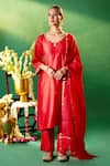 Buy Samyukta Singhania Red Chanderi Silk Embroidery, Stones, Tassels V-neck Hand Kurta Set at Aza Fashions Buy_Samyukta Singhania_Red Chanderi Silk Embroidery, Stones, Tassels V-neck Hand Kurta Set _at_Aza_Fashions