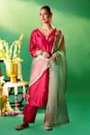Samyukta Singhania Magenta Chanderi Silk Embroidery, Metallic Thread, Gota Patti Hand Kurta Set Samyukta Singhania_Magenta Chanderi Silk Embroidery, Metallic Thread, Gota Patti Hand Kurta Set