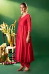 Buy Samyukta Singhania Red Chanderi Embroidery, Stones V-neck Hand Anarkali Set Online at Aza Fashions Buy_Samyukta Singhania_Red Chanderi Embroidery, Stones V-neck Hand Anarkali Set _Online_at_Aza_Fashions