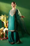 Samyukta Singhania Green , , Shantoon, Embroidery, Kurta Sharara Set Samyukta Singhania_Green , , Shantoon, Embroidery, Kurta Sharara Set