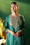 Samyukta Singhania Green , , Shantoon, Embroidery, Kurta Sharara Set Samyukta Singhania_Green , , Shantoon, Embroidery, Kurta Sharara Set