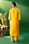 Samyukta Singhania_Mustard Silk, Shantoon, Chiffon Embroidery, Sequins, Stones, Yoke Kurta Set _Online_at_Aza_Fashions