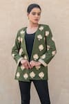 Buy_Wazir C_Green Silk Embroidery, Metallic Thread Open Neck Kashmiri Tilla And Aari Jacket _at_Aza_Fashions