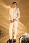 Buy Arihant Rai Sinha Cream Silk Embroidery, Studs Bandhgala Set Buy_Arihant Rai Sinha_Cream Silk Embroidery, Studs Bandhgala Set