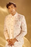 Arihant Rai Sinha Cream Silk Embroidery, Studs Bandhgala Set Arihant Rai Sinha_Cream Silk Embroidery, Studs Bandhgala Set