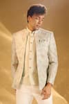 Arihant Rai Sinha Green Silk Embroidery Pastel Bandhgala Set Arihant Rai Sinha_Green Silk Embroidery Pastel Bandhgala Set