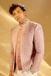 Arihant Rai Sinha Pink Silk Embroidery Floral Bandhgala Set Online Arihant Rai Sinha_Pink Silk Embroidery Floral Bandhgala Set _Online