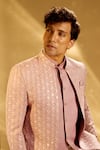 Arihant Rai Sinha Pink Silk Embroidery Floral Bandhgala Set Arihant Rai Sinha_Pink Silk Embroidery Floral Bandhgala Set