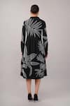 Shop Abraham And Thakore Black Linen Applique Collared, V-neck Leaf Dress at Aza Fashions Shop_Abraham And Thakore_Black Linen Applique Collared, V-neck Leaf Dress _at_Aza_Fashions