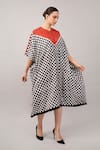 Buy_Abraham And Thakore_Black Tencel Button-down Neck, Checkerboard Ikat Kaftan _at_Aza_Fashions