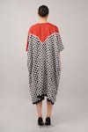 Shop_Abraham And Thakore_Black Tencel Button-down Neck, Checkerboard Ikat Kaftan _at_Aza_Fashions