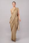 Shop_Abraham And Thakore_Beige Viscose Georgette Sequins, Embroidery Dot Print And Work Saree _Online_at_Aza_Fashions