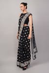 Abraham And Thakore_Black Viscose Georgette Sequins Work And Polka Dot Saree _Online_at_Aza_Fashions