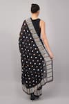 Shop_Abraham And Thakore_Black Viscose Georgette Sequins Work And Polka Dot Saree _at_Aza_Fashions
