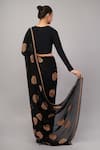 Shop_Abraham And Thakore_Black Viscose Georgette Embroidery, Sequins Aari Flower Saree _at_Aza_Fashions