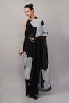 Buy_Abraham And Thakore_Black Viscose Georgette Sequins Flower Saree _at_Aza_Fashions