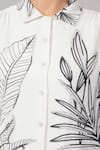 Abraham And Thakore_Ivory Viscose Georgette Sequins Collared Jungle Print Shirt _Online_at_Aza_Fashions