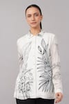 Shop_Abraham And Thakore_Ivory Viscose Georgette Sequins Collared Jungle Print Shirt _Online_at_Aza_Fashions