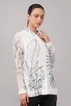 Abraham And Thakore_Ivory Viscose Georgette Sequins Collared Jungle Print Shirt _at_Aza_Fashions