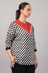 Buy Abraham And Thakore Black Tencel Mandarin Collar Checkerboard Ikat Top Online at Aza Fashions Buy_Abraham And Thakore_Black Tencel Mandarin Collar Checkerboard Ikat Top _Online_at_Aza_Fashions