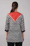 Shop Abraham And Thakore Black Tencel Mandarin Collar Checkerboard Ikat Top at Aza Fashions Shop_Abraham And Thakore_Black Tencel Mandarin Collar Checkerboard Ikat Top _at_Aza_Fashions