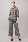 Buy_Abraham And Thakore_Gray Silk, Cotton Dot Cutwork Trouser _at_Aza_Fashions